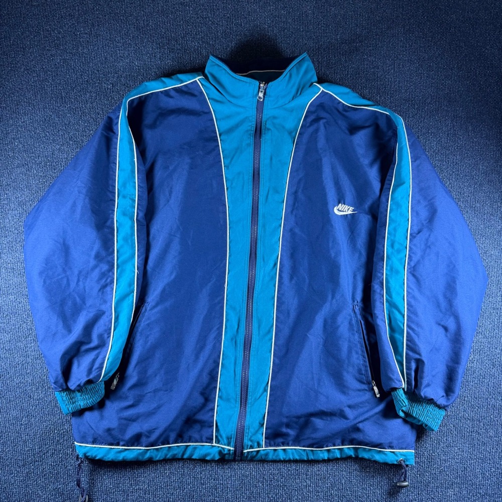 Nike Reversible Windbreaker Jacket Mens XL Blue Teal Full Zip Retro vintage